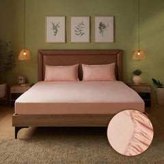 Queen Size Bedsheet For Double Bed With 2 Pillow Cover - 60 X 78 Inches, Rose Blush | 100% Cotton, Soft & Breathable - Bedsheet Collection