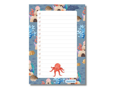 A5 Notes/To Do List Notepad, Beautiful Checklist Pad, Tear-Off Sheets (Octopus, Brown) Pack Of 1
