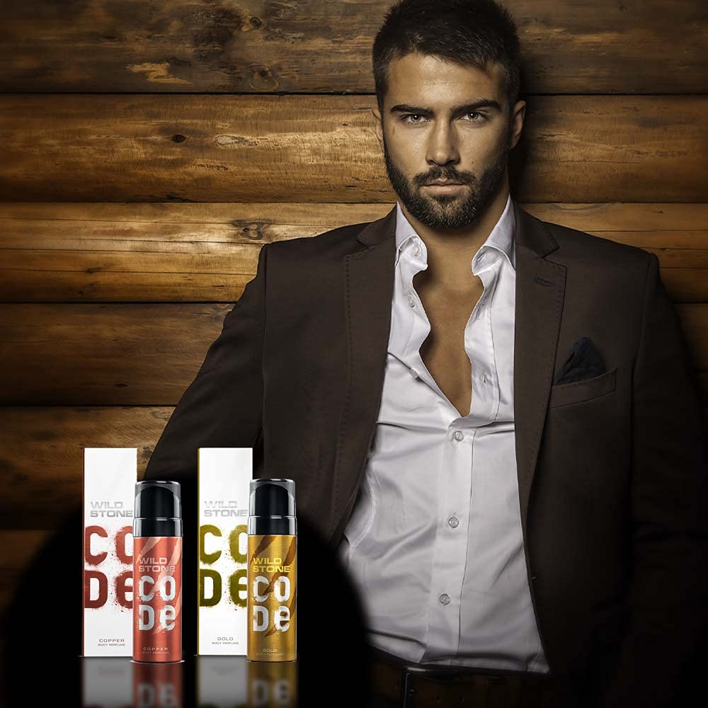 Wild Stone Code Copper & Gold No Gas Body Perfume 240ml 8.1 Fl.oz. For Men Pack Of 2 | Long Lasting Fragrance Wild Stone Code Copper & Gold No Gas Body Perfume 240ml 8.1 Fl.oz. For Men Pack Of 2 | Long Lasting Fragrance