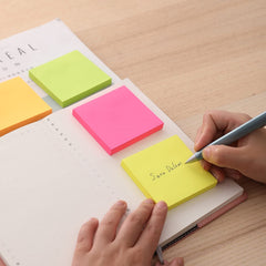 List Sticky Note Pads For Home, Office, Study - 3 X 3 Inch | Neon Colors, Pack Of 4 X 100 Sheets
