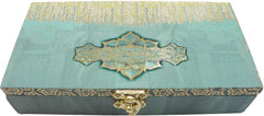 Designer Wodden Fancy Shagun Gift Boxes For Wedding, Shagun Cash Box Or Money Box With Mgi Printing For Wedding, Engagement, Holi, Diwali, Baby Showers, Colour - Sea Green
