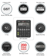 Casio MJ-120GST GST Calculator (Black) & Casio SX-300-W Portable Calculator | GST Calculator For Easy & Fast GST Calculation