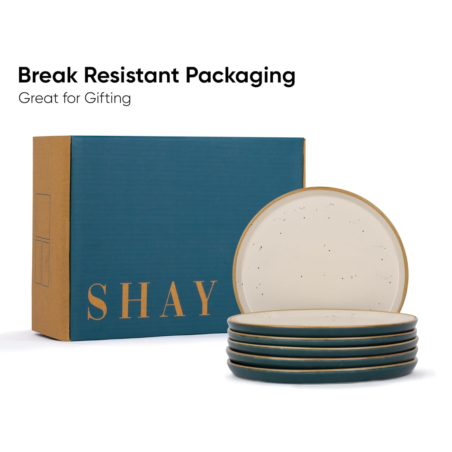 Ceramic Dinner Set Of 12 Pcs, Teal Ivory | Crockery Set For Dining Table - Dining Sets Crockery Items | Glossy Finish Premium Stoneware - 6 Dinner Plates + 6 Veg Small Bowls, 180ml Each Ceramic Dinner Set Of 12 Pcs, Teal Ivory | Crockery Set For Dining Table - Dining Sets Crockery Items | Glossy Finish Premium Stoneware - 6 Dinner Plates + 6 Veg Small Bowls, 180ml Each