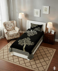 Velvet Bedsheet For Single Bed With 1 Pillow Cover - 60 X 90 Inches, Black & White | Bedsheet Provides A Soft & Comfortable Feel To Your Skin