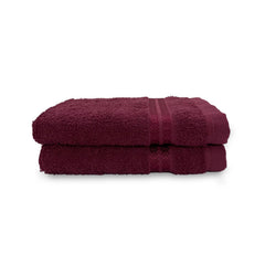 Welspun 100% Cotton Hand Towel 450 Gsm | Anti Bacterial Bright Colours High Absorbency -Berry (Pack Of 2)