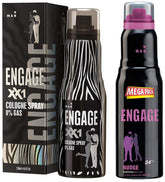 Engage Nudge Deodorant For Men Spicy & Wood Skin Friendly 220ml 7.4 Fl.oz. & XX1 Cologne No Gas Perfume For Men Citrus & Spicy Skin Friendly , 135ml 4.5 Fl.oz.