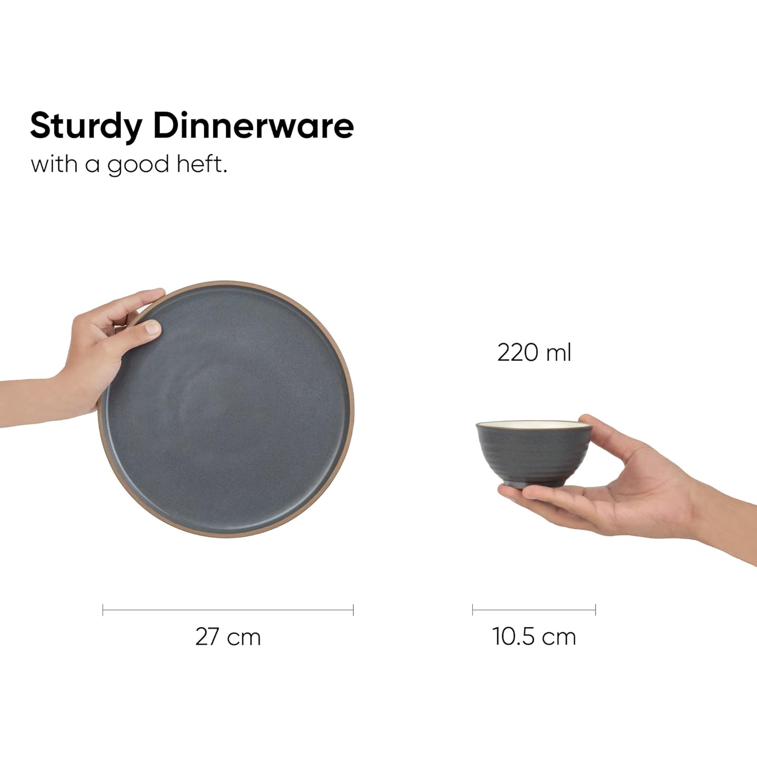 Ceramic Japandi Dinner Set - 12 Pcs, Grey & White | Crockery Set - Ceramic Dinner Set With Matte Finish | Dinner Set Ceramic | 6 Dinner Plates + 6 Veg Small Bowls, 220ml Each Ceramic Japandi Dinner Set - 12 Pcs, Grey & White | Crockery Set - Ceramic Dinner Set With Matte Finish | Dinner Set Ceramic | 6 Dinner Plates + 6 Veg Small Bowls, 220ml Each