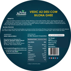 Organic Natural Vedic A2 Desi Cow Bilona Ghee By Farm2mamma | Natural & Healthy Nutrients A2 Grass Fed Cultured Ghee For Weight Loss | (500ml) 16.9 Ounce | Jar Pack