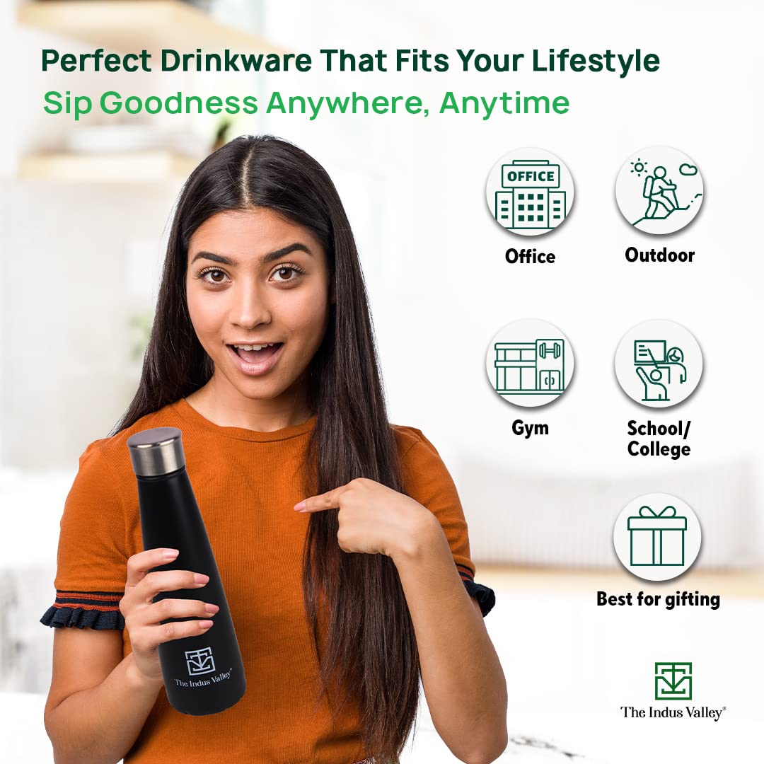 Pro-Hydro Vacuum Insulated Stainless Steel Narrow Mouth Bottle For School, College, Office - Black, 500ml | Double Walled, Hot & Cold Temperature, Leak Proof, BPA-Free Pro-Hydro Vacuum Insulated Stainless Steel Narrow Mouth Bottle For School, College, Office - Black, 500ml | Double Walled, Hot & Cold Temperature, Leak Proof, BPA-Free