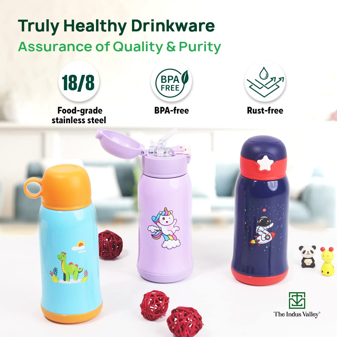 Pro-Hydro Vacuum Insulated Kids Sippy With 2 Lids - Food Grade Stainless Steel | Leak Proof, BPA Free 450ml, Purple Pro-Hydro Vacuum Insulated Kids Sippy With 2 Lids - Food Grade Stainless Steel | Leak Proof, BPA Free 450ml, Purple