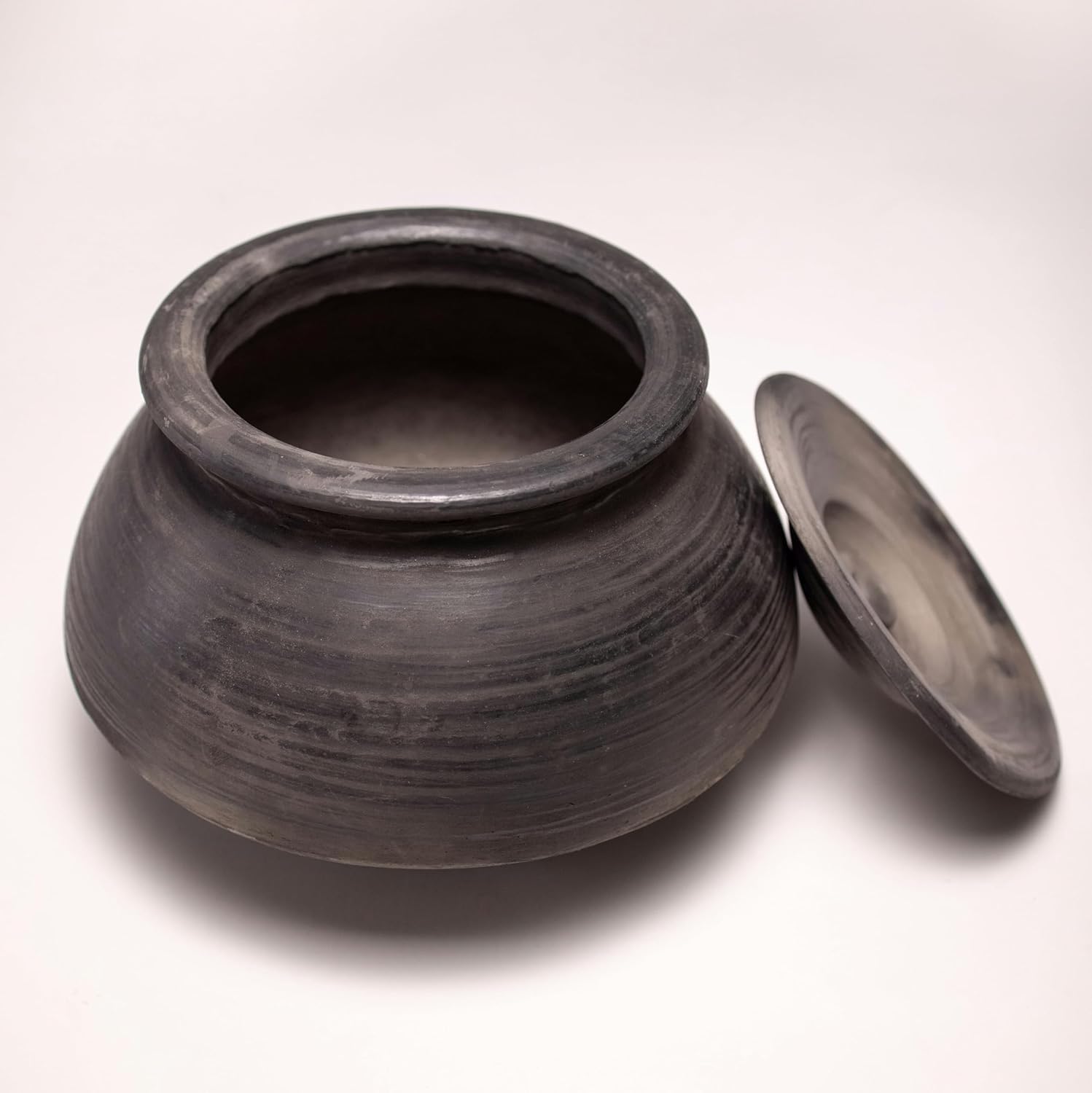 Exclusive Range Unglazed Clay Biryani Handi With Lid Pack Of 2 - 2 Liters | Earthen Pot For Cooking With Lid, Black Exclusive Range Unglazed Clay Biryani Handi With Lid Pack Of 2 - 2 Liters | Earthen Pot For Cooking With Lid, Black