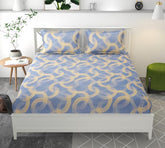 100% Cotton Double Bedsheet With 2 Matching Pillow Covers | Soft Touch Cotton Fabric-Comfortable & Durable - 90 X 100 Inches, Grey & Beige