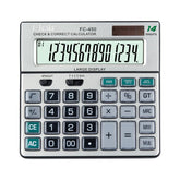 Flair Fc-450 Desktop Series Basic Calculator | 14 Digits Calculator | Special Keys With Key Guard | Best Key Layout | Dual Power With Solar | Auto Replay | 99 Steps Check & Correct | Grey