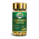 Zandu Ashwagandha Gold Plus Made With Gold, Ashwagandha, Safed Musli, Shilajit & Other Ayurvedic Ingredients, Helps To Boost Stamina, Strengthens Immunity | 60 Capsules 100gm 0.2lbs