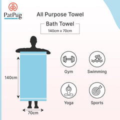Patpug Coral Microfiber Ultrasoft Comfortable Highly Absorbent Quick Drying Large Bath Towel 700 Gsm (Green & Blue)- Pack Of 2