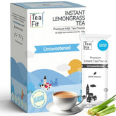 Teafit Unsweetened Instant Lemongrass Tea Premix - Pack Of 10 Sachets, 140gm, 4.9 Ounce | Premium Milk Tea Premix, Just Add Water - Strong Home Like Chai Tea | Low Caffeine