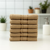 Akiko Home 100% Cotton Essential Series Hand Towels 1200 Gsm | Soft, Absorbent & Durable, Cotton Hand Towel For Bathroom Use, Gentle On Skin- Pack Of 6 (Beige)
