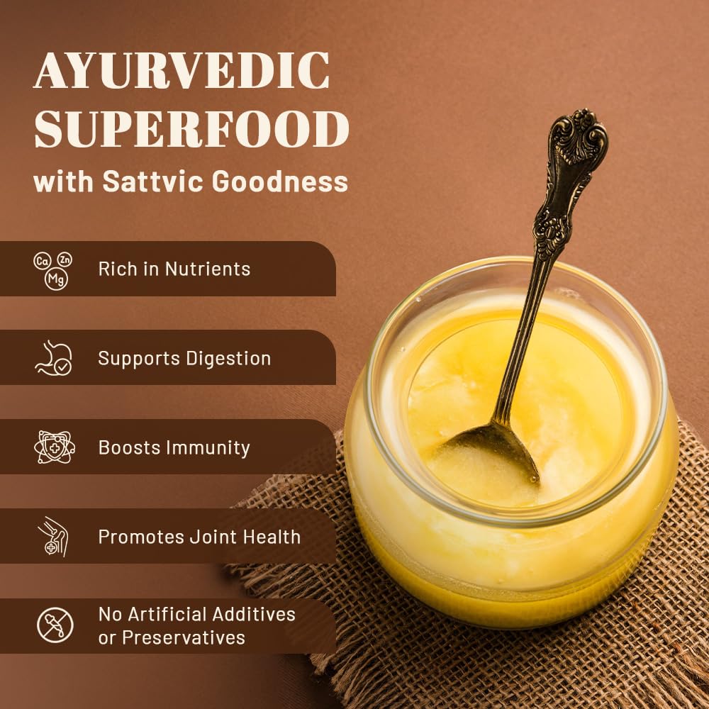 Natural Desi Cow Ghee By iOrganic | Delicous & Healthy Curd-Churned Cultured Pure Bilona A2 Ghee Perfect For Brain Health | (250ml) 8.4 Ounce | Jar Pack Natural Desi Cow Ghee By iOrganic | Delicous & Healthy Curd-Churned Cultured Pure Bilona A2 Ghee Perfect For Brain Health | (250ml) 8.4 Ounce | Jar Pack