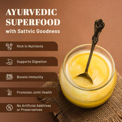 Natural Desi Cow Ghee By iOrganic | Delicous & Healthy Curd-Churned Cultured Pure Bilona A2 Ghee Perfect For Brain Health | (250ml) 8.4 Ounce | Jar Pack