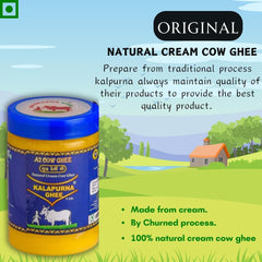 Pure A2 Desi Cow Ghee By Kalapurna Ghee | Delicious & Nutritious Healthy Desi Cow Ghee For Frying | (1 Litr) 33.8 Ounce | Jar Pack