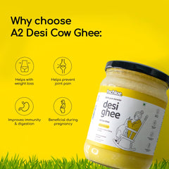 Pure Natural A2 Cow Desi Ghee By Hichkie | Rich In Vitamin A & Healthy Nutrients Desi Ghee Perfect For Overall Health | (500ml) 16.9 Ounce | Jar Pack