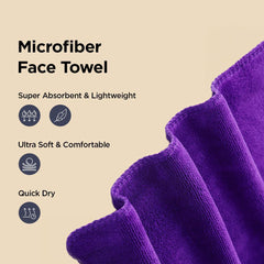 Kuber Industries Face Towel 300 Gsm | Antibacterial Microfiber Hand Towel (Purple) - 2 Pcs