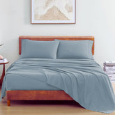 100% Organic Cotton Bedsheet For Double Bed With 2 Pillow Covers | 90 X 100 Inches, French Blue | Soft & Comfortable Fabric, Machine Washable
