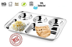 Silver Stainless Steel Sandwich Tray Set, 5 Pieces, Microwave Safe | Set Of 5 Individual Trays In 1 - Rectangular Shape