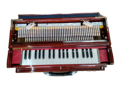 Musical Instrument Harmonium With Full Padding Chain Cover - 9 Scale Changer (With Coupler), 3 3/4 Octave, 3 Set Of Premier Star Reeds (Base, Male & Female), 37 Italian Keys