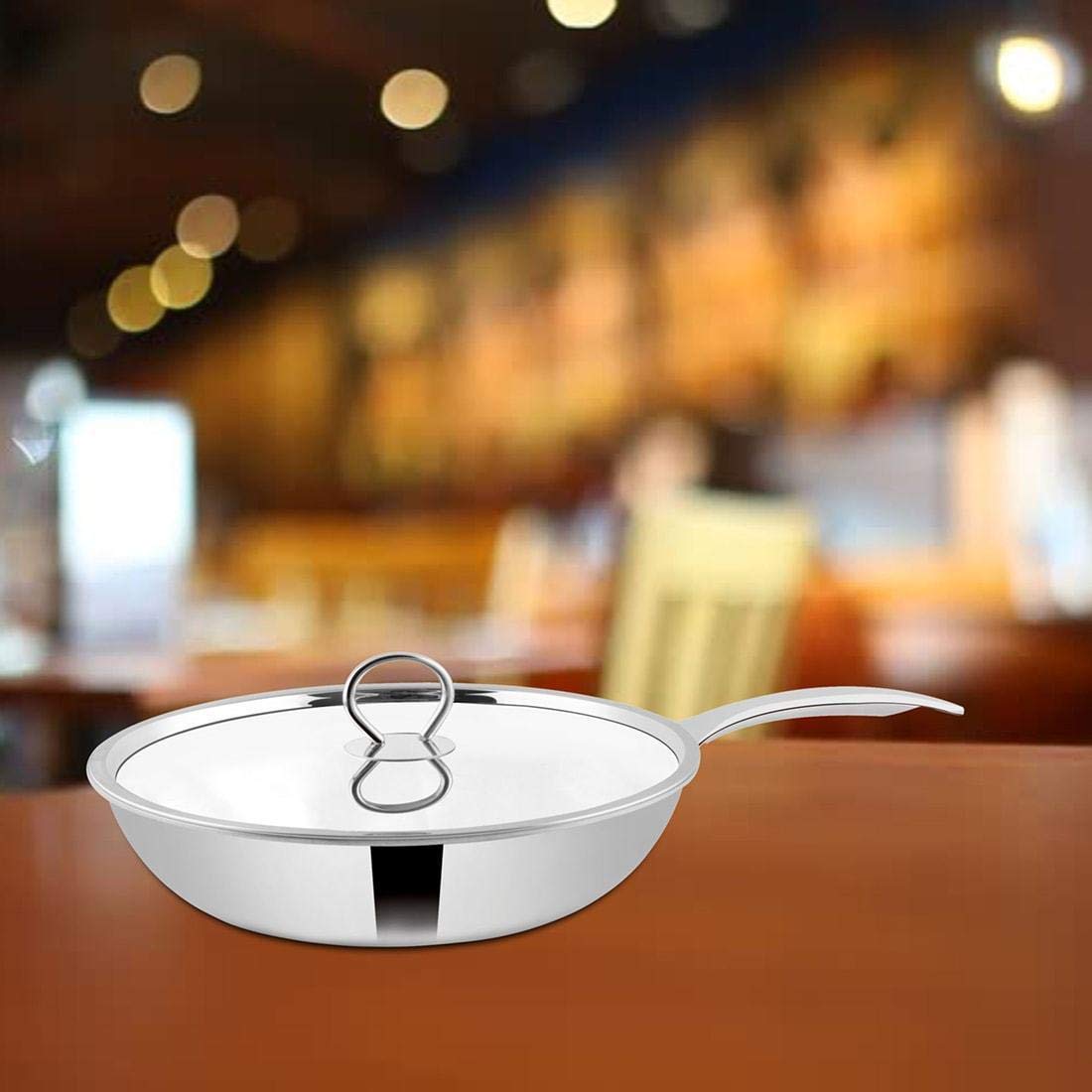Triplica High Grade Stainless Steel Frypan With Stainless Steel Lid, 26 Cm - Silver, 1 Liters | Easy To Clean & Dishwasher Safe Triplica High Grade Stainless Steel Frypan With Stainless Steel Lid, 26 Cm - Silver, 1 Liters | Easy To Clean & Dishwasher Safe