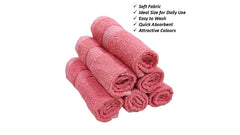 Caslino Small Cotton Face Towels 600 Gsm | Soft & Absorbent Towel For Women & Men - Coral Red (Pack Of 6)