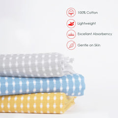 Thirsty Towel Cotton Honey Comb Bath Towel 570 Gsm | Quick Dry Lightweight High Absorbent Travel-Friendly Pack Of 3 (Assorted)