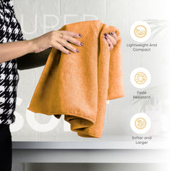 Black Gold The Finer Touch Premium Microfiber Bath Towels 1600 Gsm | Lightweight Ultra-Soft Fade Resistant (Yellow) - 4 Pcs
