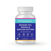 Herbamark Betaine Hcl, Pepsin & Gentian Bitters With Digestive Enzymes, Supports Healthy Gut, Digestion, Gas & Acidity Problems And Boosts Metabolism | 60 Veg Capsules, 100gm 0.2lbs