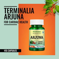Morpheme Remedies Terminalia Arjuna 500mg Extract, Help Maintain A Healthy Heart & Reduce Stress & Nervousness | 60 Veg Capsules 100gm 0.2lbs