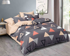Printed Double Bedsheet For King Size + Comforter With 2 Pillow Cover | 72 X 78 Inches, Grey - Glace Cotton Elastic Fitted All Around Bedsheet