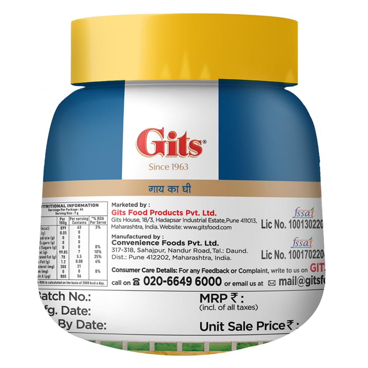 Natural Premium Desi Cow Ghee By Gits | Good Source Of Vitamin A, Delicious Healthy & Nutritious Pure Cow Ghee Perfect For Hair | (500ml) 16.9 Ounce | Jar Pack Natural Premium Desi Cow Ghee By Gits | Good Source Of Vitamin A, Delicious Healthy & Nutritious Pure Cow Ghee Perfect For Hair | (500ml) 16.9 Ounce | Jar Pack