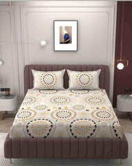 Elastic Fitted Bedsheet Queen Size With 2 Pillow Covers - 60 X 78 Inches, Cream | Lightweight, Soft & Comfortable | Durable & Long Lasting Wrinkle Resistant Fabric