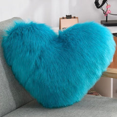 Luxury Soft Fur Love Heart Shape Cushion Pillow, For Valentine's Day, Blue | For Couple, Sofa, Car, Decoration, Furniture Cushion, Washable, Super Soft Pillow, Decoration Purpose