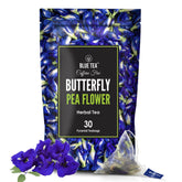 Blue Tea Butterfly Pea Flowers Herbal Tea - 30 Pyramid Tea Bags | Sun Dried Flower Antioxidant Tea - Caffeine Free, Detox Tea | No Added Colors, Aparajita - Shankhpushpi Zip Lock Pouch