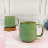 Ocean Green Ceramic Coffee Mug Set Of 2 Pieces - 330ml Each | Ceramic Mugs For Coffee, Tea, Milk - Microwave Safe & Leak Proof