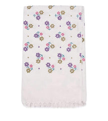 Khillayox Pure Cotton Large Size Bath Towel 400 Gsm | Super Soft And Super Absorbent Floral Printed Bath Towels For Men & Women - Pack Of 1 (White)