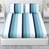 King Size Bed For Elastic Fitted Bedsheet With 2 Pillow Covers | 72 X 78 X 10 Inches, Blue White | Softness, Durability & Comfort | Perfect For Everyday Use