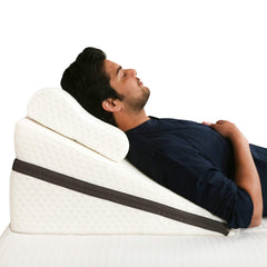 Bed Wedge Pillow For Acid Reflux Gerd, For Back Support & Restful Sleep, White, Size - 24 X 24 X 12 Inches | Medium Firm Support - Medical-Grade Supportive Sponge, Soft Pillow