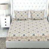 100% Cotton Feel Bedsheets With 2 Large Size Pillow Covers | 90 X 100 Inches, Grey & White - Double Bed King Size | Soft & Breathable & Wrinkle Free Premium Printed Design