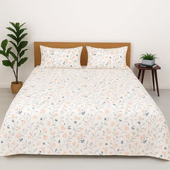 Bedsheet For King Size Bed With 2 Pillow Covers - 108 X 108 Inches, White | Soft & Breathable, Printed Double Bedsheets