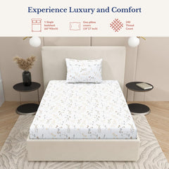 100% Pure Cotton Single Bedsheet With 1 Pillow Cover - 60 × 90 Inches, White & Yellow | Perfect For Bedrooms, Guest Rooms, Kids’ Rooms & Hostel Use