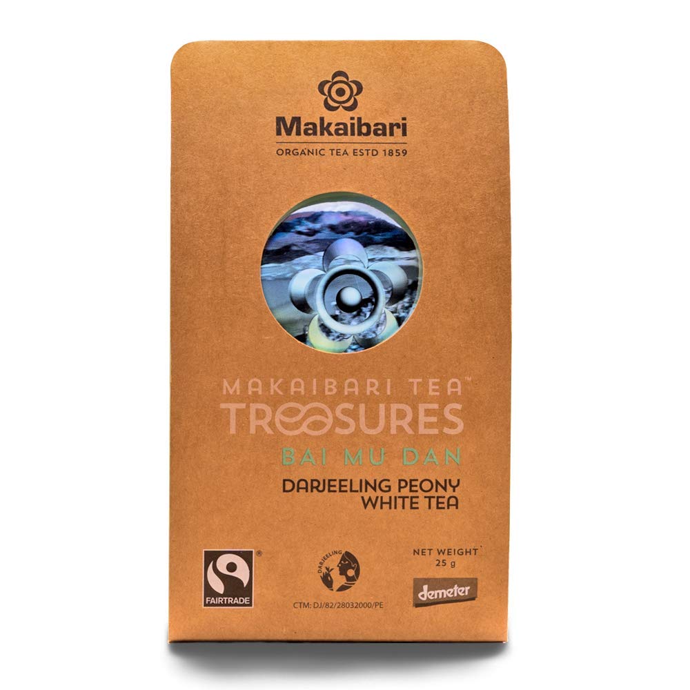Makaibari Tea Treasures Bai Mu Dan Darjeeling Peony White Tea - 25gm, 0.8 Ounce | USDA Certified Premium Darjeeling Loose Leaf Tea - Low Caffeine Loose Leaves