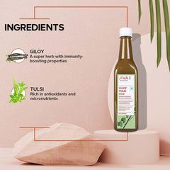Jiva Natural Giloy Tulsi Juice, Boost Immunity Stamina, Pure, Natural & 100% Ayurvedic Juice, No Preservatives Or Added Sugar | 1 Litre 2.2lbs