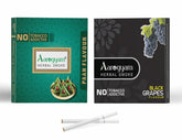 Aarogyam Herbals Pack Of 2 Flavours 100% Tobacco & Nicotine Free Cigarette For Relieve Stress & Mood Enhance Product Paan, Black Grapes - 10 Sticks X 2 Packets